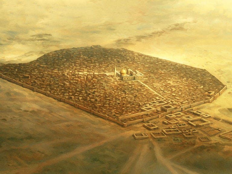 Mapa y vista histórica de la ciudad de Nayaf Ashraf